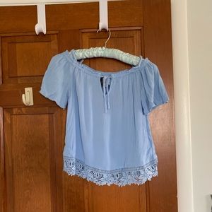 Baby Blue Off-the-Shoulder Top